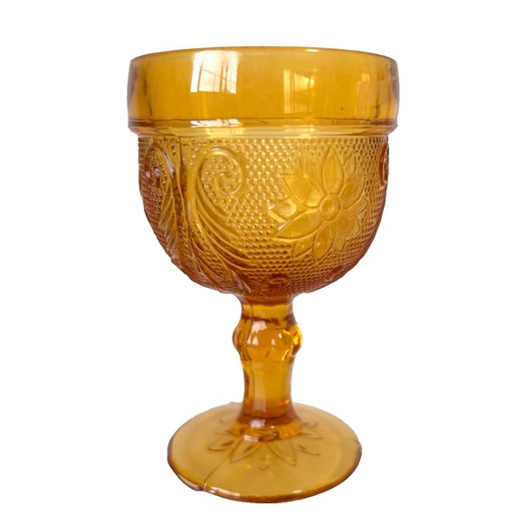 Vintage 1920-30s Indiana Glass Amber Tiara Sandwich Goblets Water Sherry 4.25" - Picture 1 of 7